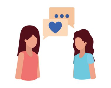 konuşma kabarcık avatar karakter ile konuşan kadınlar