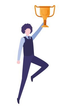 Kupa avatar karakter ile işadamı