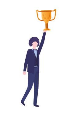 Kupa avatar karakter ile işadamı