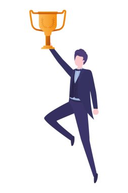 Kupa avatar karakter ile işadamı