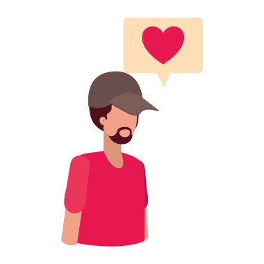 diyalog kabarcık avatar karakter ile genç adam