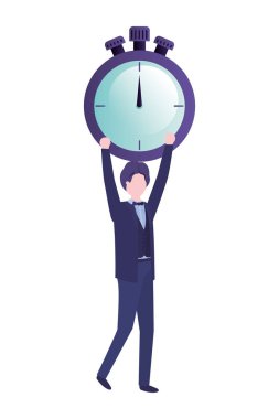 Saat avatar karakter ile işadamı