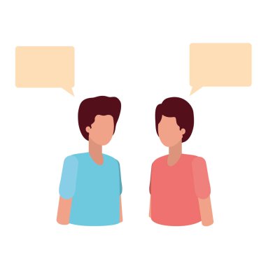 diyalog kabarcık avatar karakter ile genç erkekler