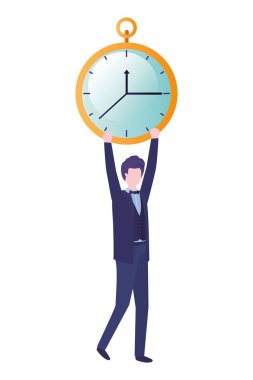 Saat avatar karakter ile işadamı