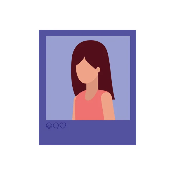 Okamžitá fotka ženy avatara postava — Stockový vektor