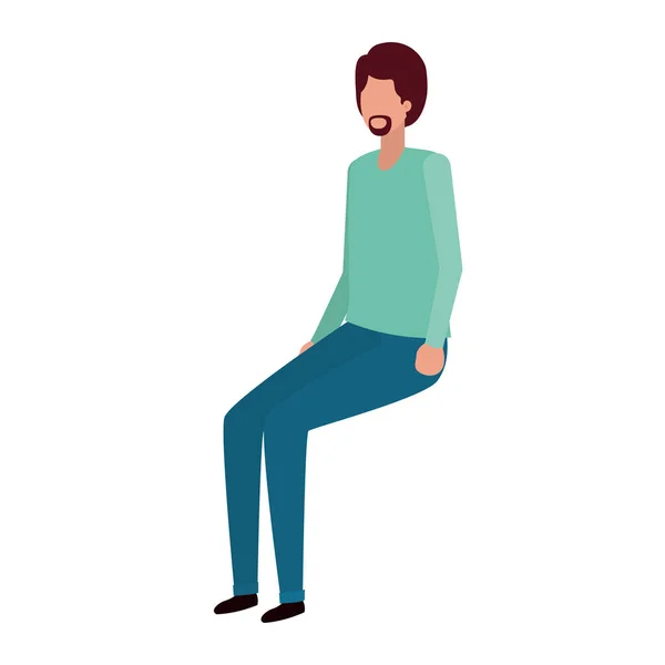 Jeune homme assis avatar personnage — Image vectorielle
