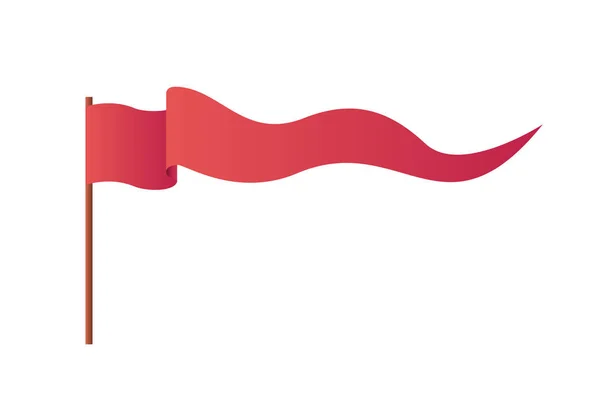 Bandeira vermelha acenando ícone isolado — Vetor de Stock