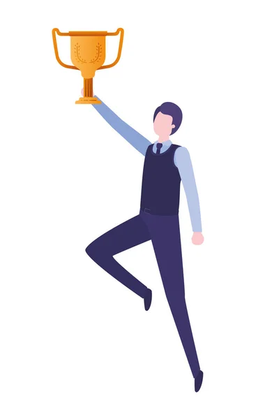 Businessman with trophy avatar character — Stock Vector