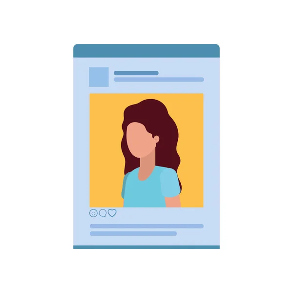 Vrouwen sociaal netwerkprofiel avatar karakter — Stockvector
