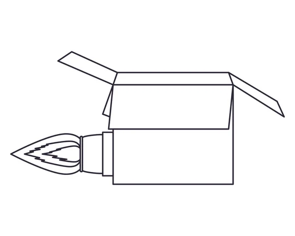 Caja con cohete aislado icono — Vector de stock