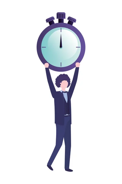 Businessman with clock avatar character — Stock Vector