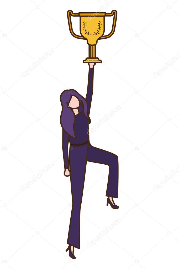 businesswoman with trophy avatar character