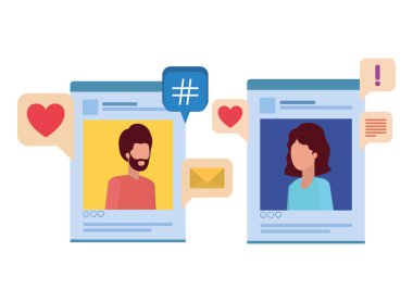 konuşma kabarcık avatar karakter ile sosyal medya profilleri