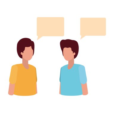 diyalog kabarcık avatar karakter ile genç erkekler