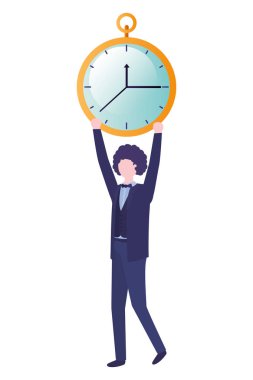 Saat avatar karakter ile işadamı
