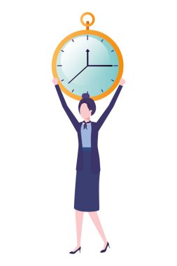 Saat avatar karakter ile iş kadını