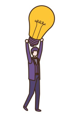 Ampul avatar karakter ile işadamı