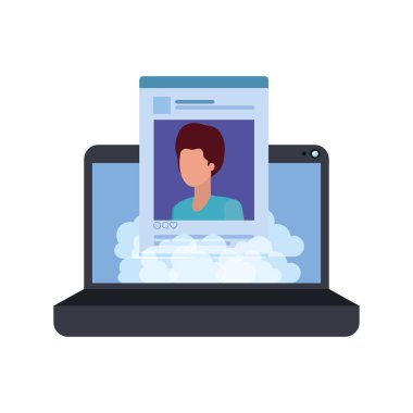 aygıt perde ile sosyal ağ profili avatar karakter
