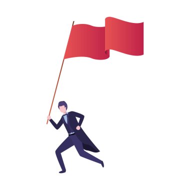 bayrak avatar karakteri ile çalışan işadamı