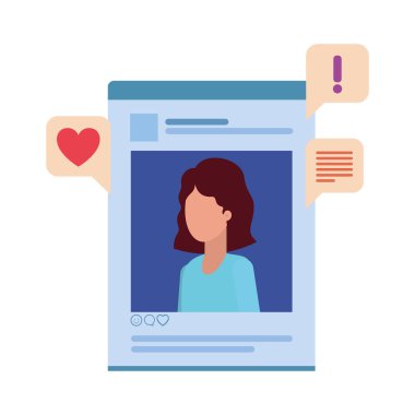 profil sosyal ağ kadınla konuşma balonu