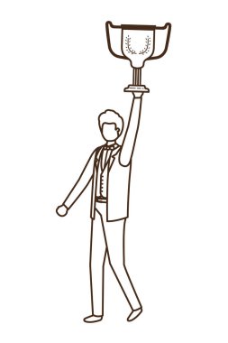 Kupa avatar karakter ile işadamı