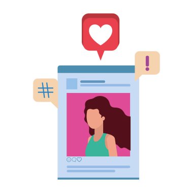 profil sosyal ağ kadınla konuşma balonu