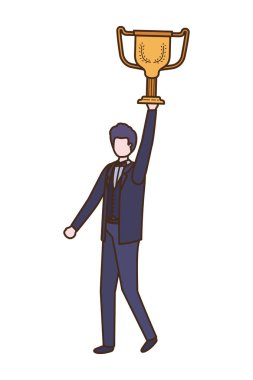 Kupa avatar karakter ile işadamı