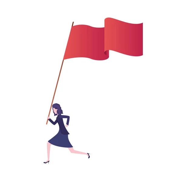 Donna d'affari in esecuzione con banner personaggio avatar — Vettoriale Stock