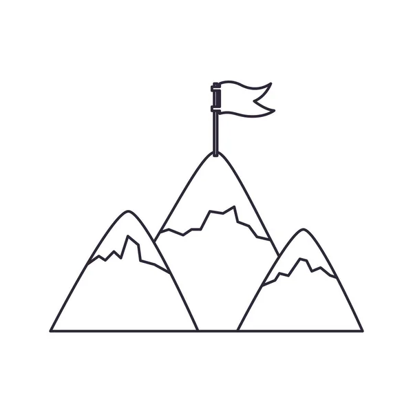Góry z ikoną flagi na białym tle — Wektor stockowy