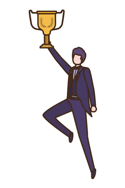 Businessman with trophy avatar character — Stock Vector