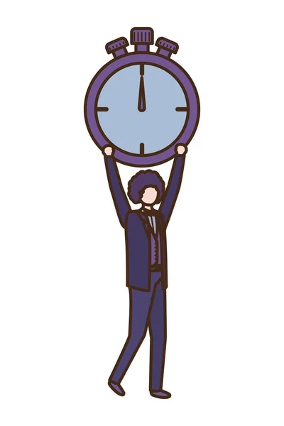 Hombre de negocios con carácter avatar reloj — Vector de stock