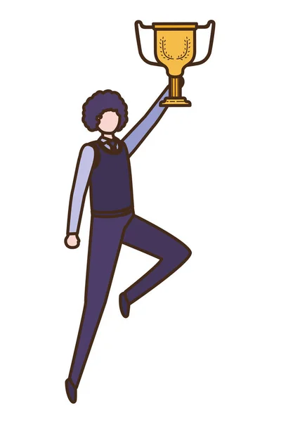 Businessman with trophy avatar character — Stockvector