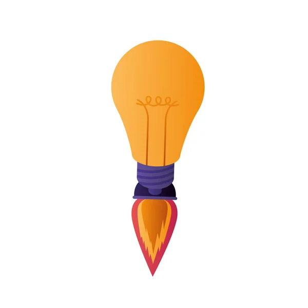 Light bulb with rocket isolated icon — Stock Vector