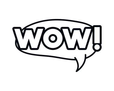 Wow izole kabarcık kelime komik sembol