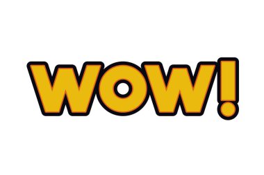 Wow izole kelime simge komik