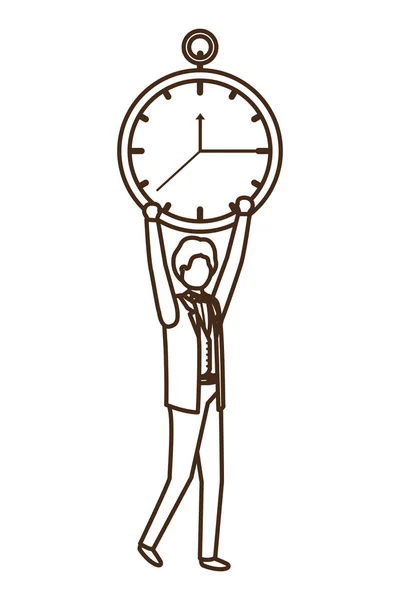 Saat avatar karakter ile işadamı — Stok Vektör