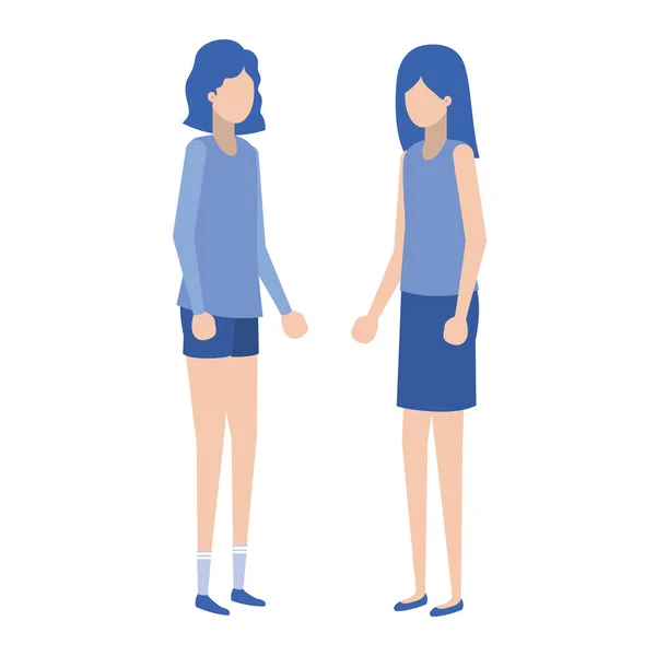 Jeunes femmes debout avatar personnage — Image vectorielle