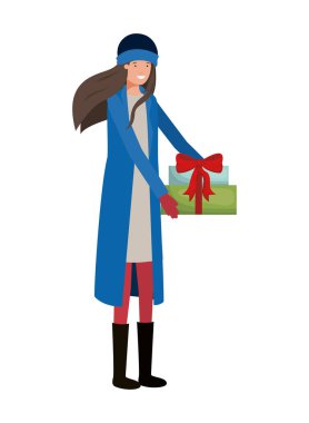 Noel ağacı avatar karakter ile kadın