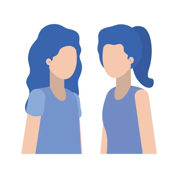 Jovem mulheres avatar personagem — Vetor de Stock