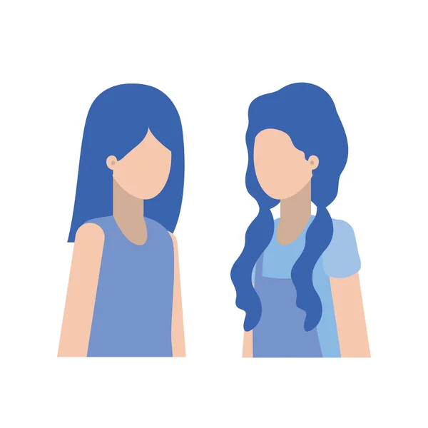 Carácter avatar mujeres jóvenes — Vector de stock