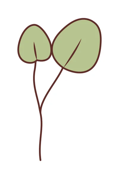 孤立した葉のアイコンを持つ枝 — ストックベクタ
