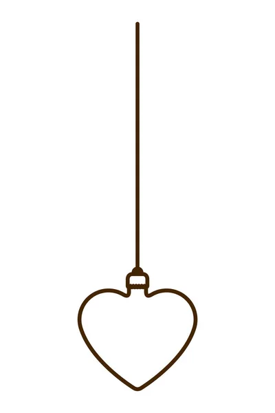 Bola Natal dengan bentuk hati tergantung ikon terisolasi - Stok Vektor