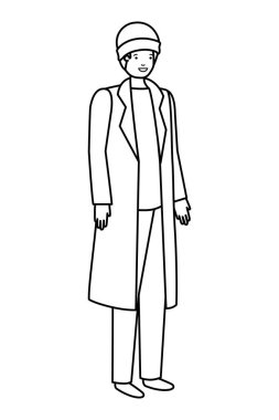 kış giysileri avatar karakter ile genç adam