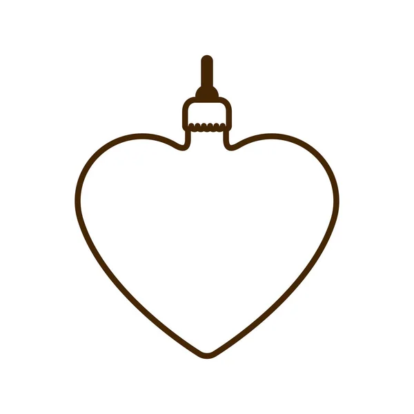 Bola de Navidad con forma de corazón icono aislado — Vector de stock