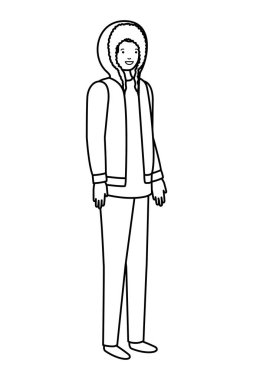 kış giysileri avatar karakter ile genç adam