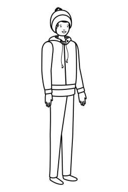 kış giysileri avatar karakter ile genç adam