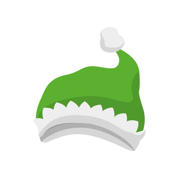 Zelený vánoční klobouk izolovaný ikona — Stockový vektor