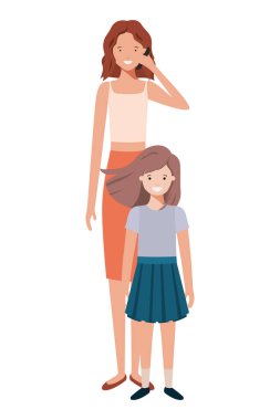 akıllı telefon ve kızı ile anne