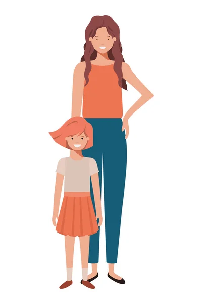 Mother and daughter avatar character — Stock Vector