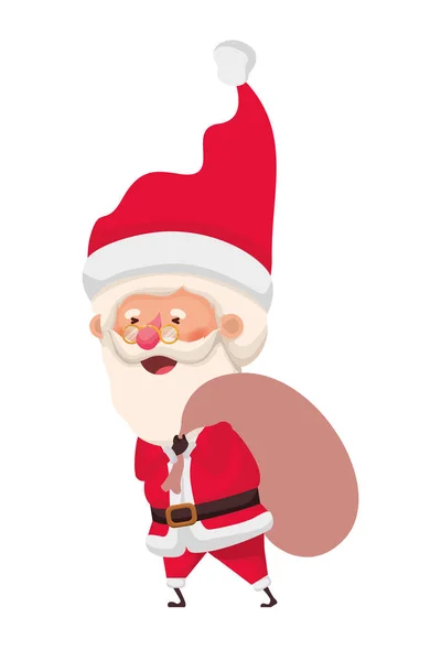 Santa Claus con bolsa de regalos carácter avatar — Vector de stock